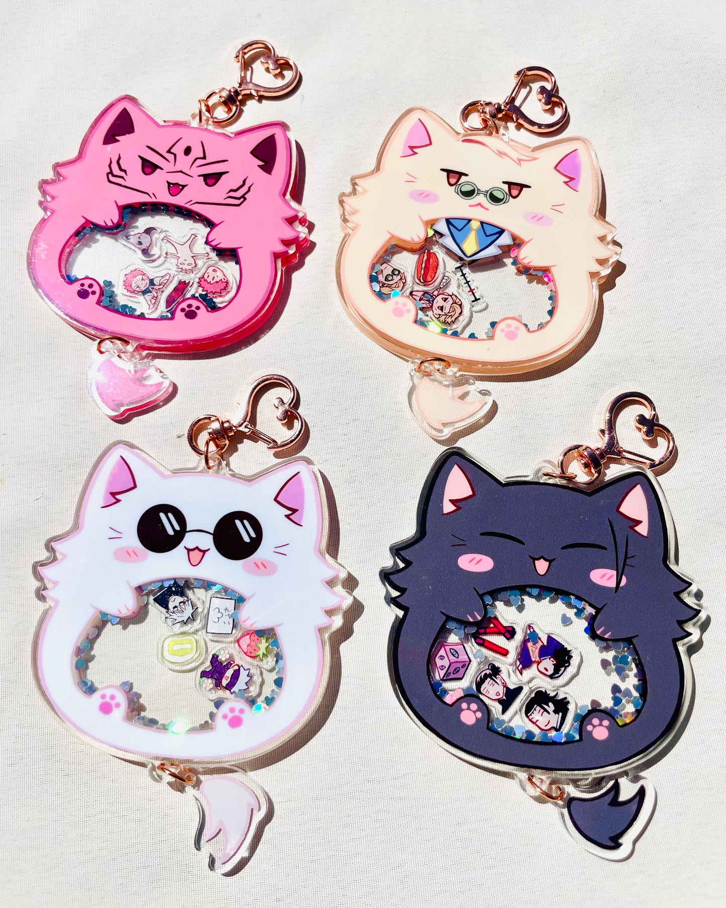 4 Cat Shaker Charm Set