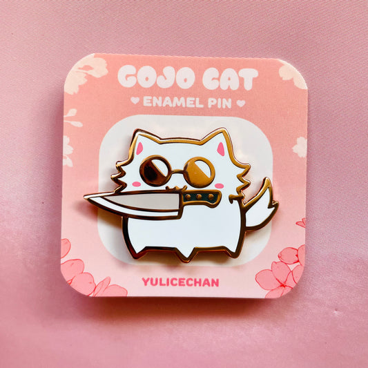 Gojo Cat Knife Enamel Pin