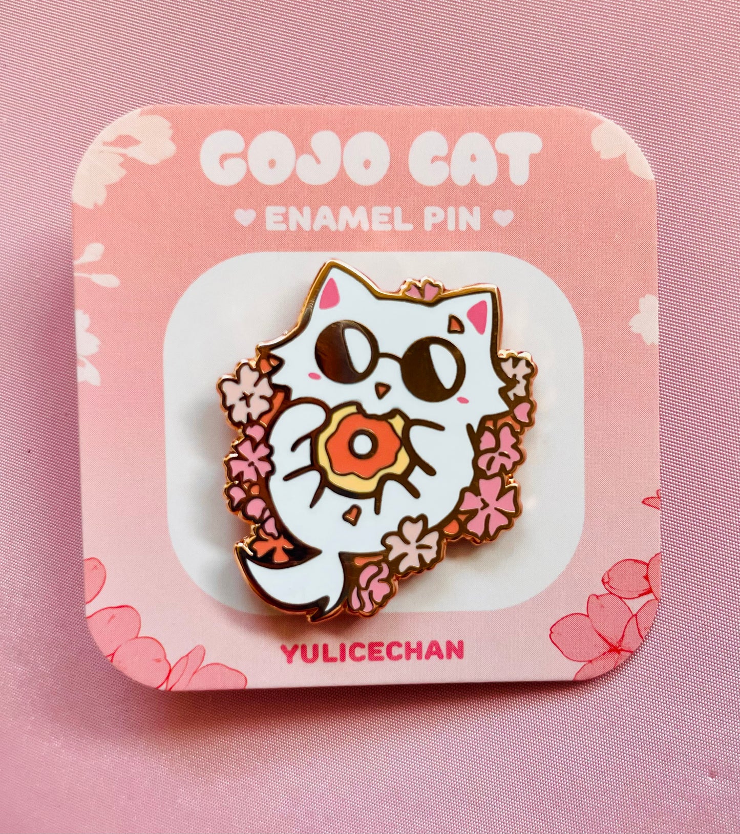 Gojo Cat Sakura Enamel Pin